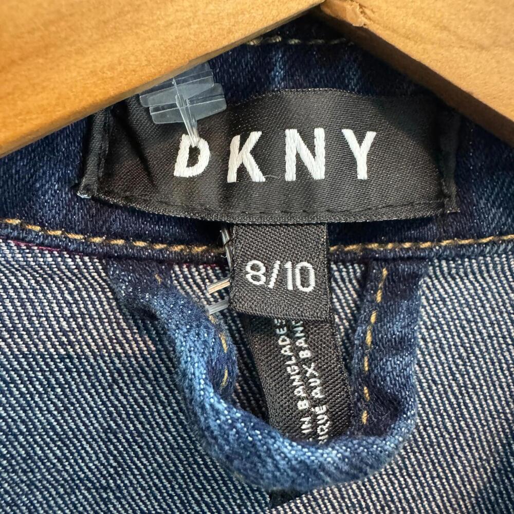 DKNY Girl’s Size 8/10 Blue Stretch Denim Collared Button Front Jean Jacket - Picture 3 of 8